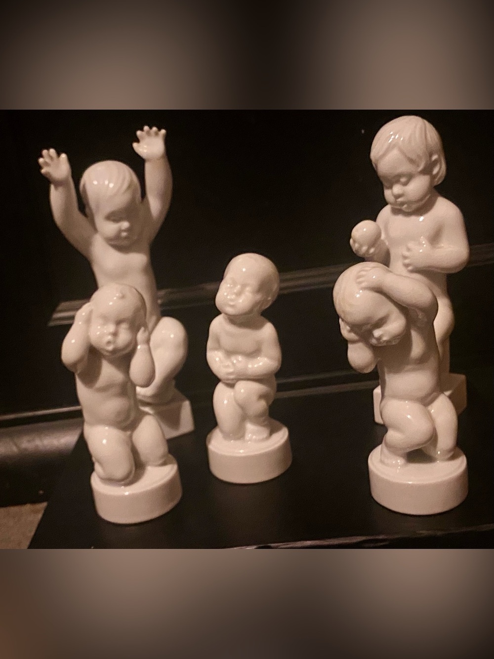 Set Of Five Vintage Bing & Grondahl  White Porcelain Baby Figurines